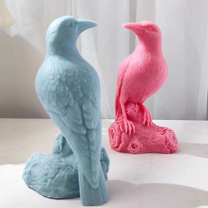Crow Raven Cylinder Candle & Resin Mold - Resin Casting Silicone Molds for Home Decor & Candle Making Wave Spiral Mold