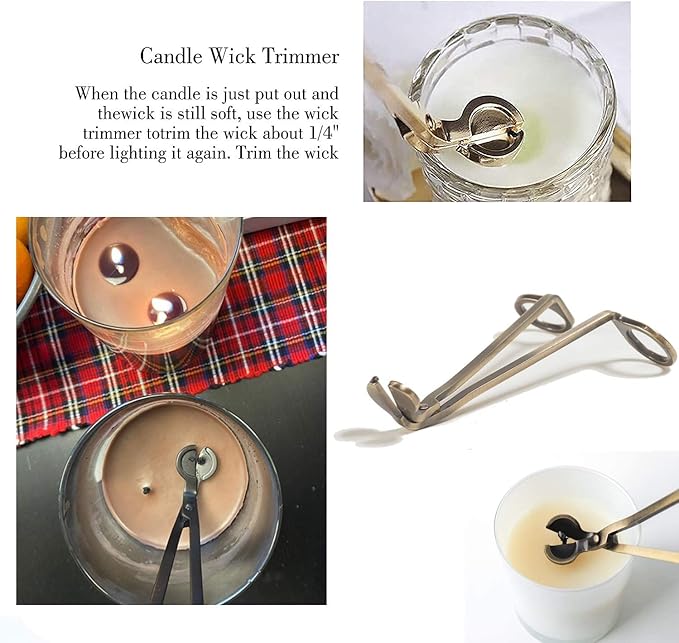 Candle Wick Trimmer, Wick Cutter with Sharp Angled Blades Candle Scissors, Brushed Brass in Elegant Fishing for Candle Care, Sturdy Antique Bronze Trimmer