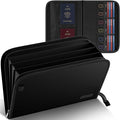 ENGPOW Expanding File Folder with Multi-Function Pockets,Fireproof File Organizer Accordion Document Organizer with Letter A4 Size Storage For Important Document,Money,Card,USB,Passport,4-Pocket,Black