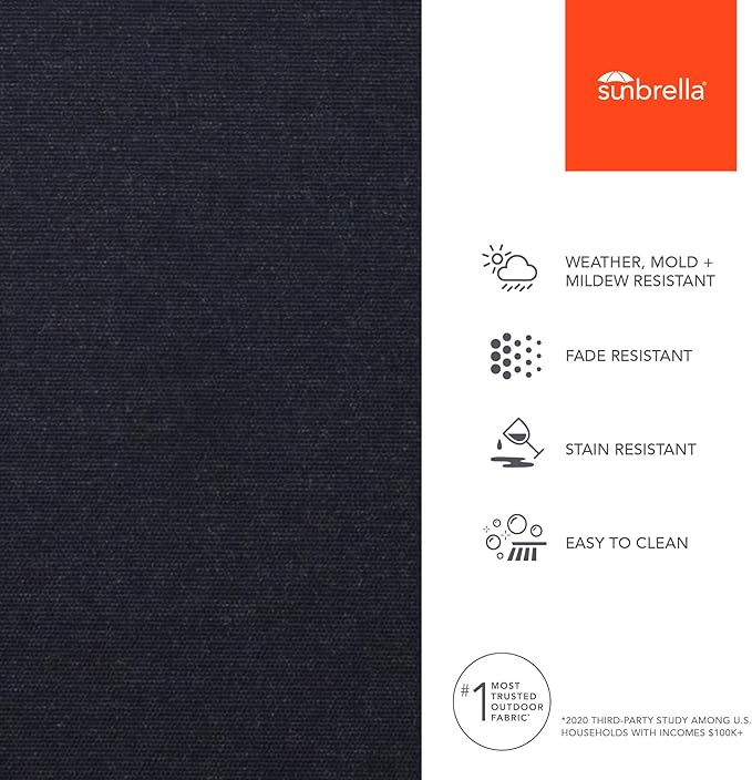 Sunbrella Outdoor Fabric by The Yard | Play Navy (Solid) | Official Sunbrella Seller | Indoor or Outdoor Upholstery Fabric for Chairs, Cushions, Drapery, Pillows, Furniture