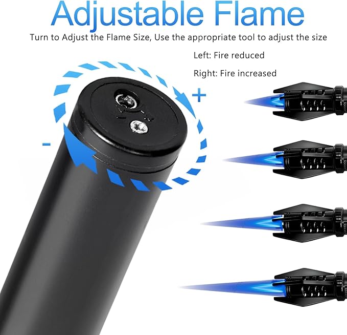 Small Torch Lighters, 2 Pack, Mini Windproof Torch Lighter Pocket Refillable Gas Jet Flame Butane Lighter with Visual Window for Camping Tactical Grill Candle Fireplace Stove BBQ, 5" (Without Fuel)