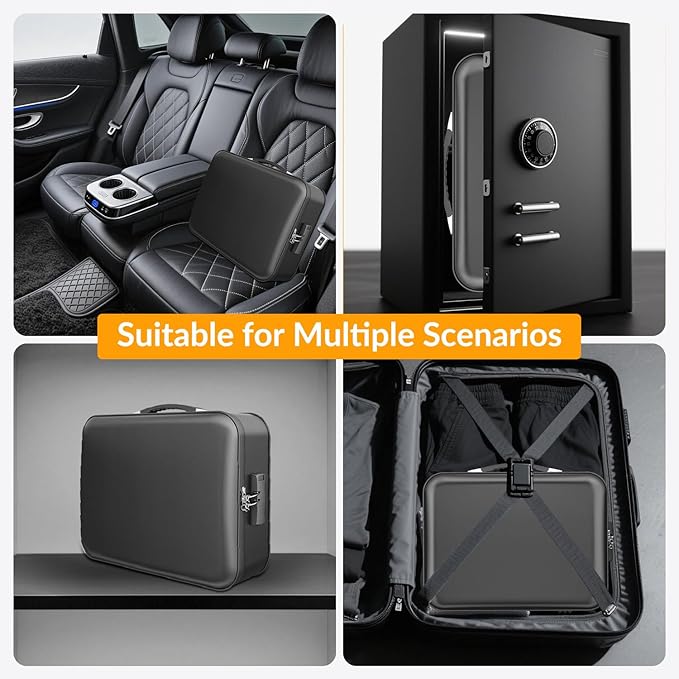 onvvippiv Hard Case Fireproof Document Box, Important File Organizer with Lock Waterproof Zipper, Portable Home Office Travel Storage Accordion Folder for Letter A4 Laptop Files