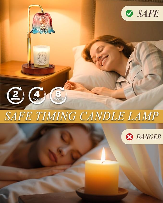 Flower Candle Warmer Lamp with Timer Dimmable, Candles Warming Lamp Height Adjustable, Birthday Gifts for Women, Candle Warmer Light for Jar Candles, Housewarming Gift, House Warming Gifts New Home