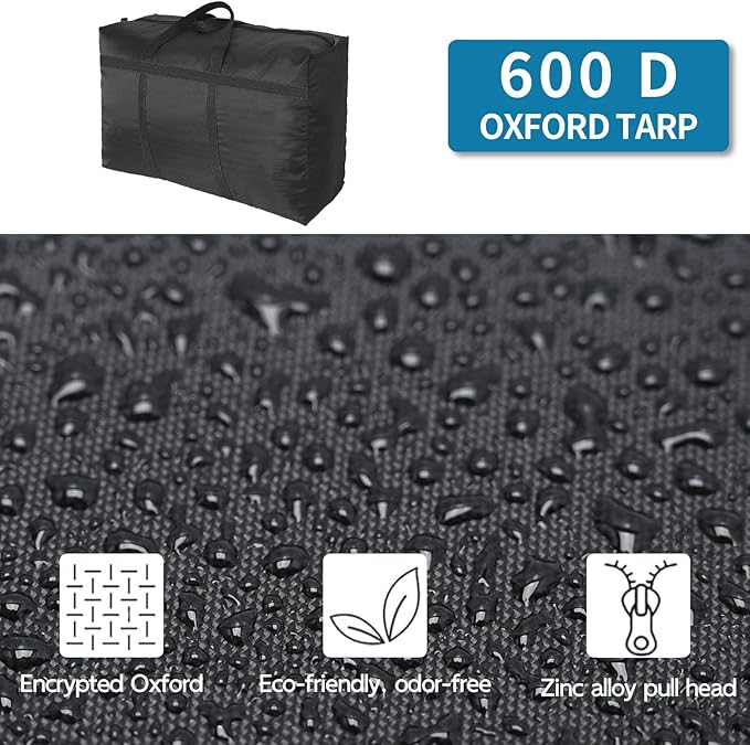 Extra Large Heavy Duty Moving Bag, Duffle Moving Bags 230L with Zippers for Space Saving Moving Storage and College Dorm,Oxford Cloth Waterproof Fabric, Black