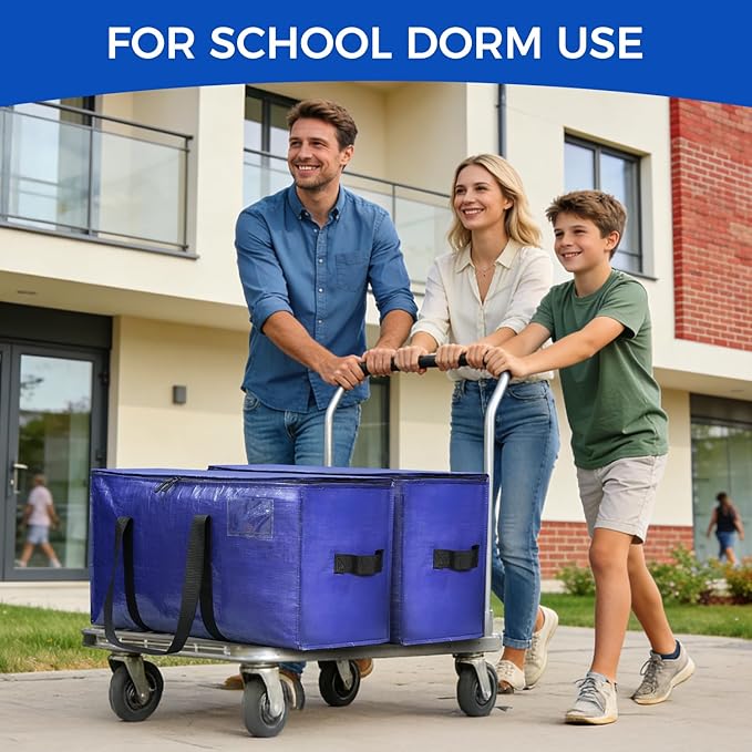 BAGAIL Heavy Duty Moving Bags with Strong Handle, Extra Large Moving Boxes, Storage Tote for Clothes, College Moving Supplies(Dark Blue, 12 Pack)