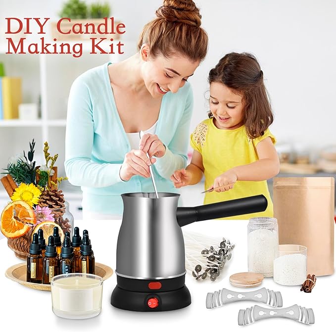 TOKPELA Wax Melter for Candle Making, Stainless Steel Electric Candle Wax Melter, Double Pouring Spout Candle Wax Melting Pot with 51IN Cord and Hot Plate, Candle Making Pot Kit for Beginners