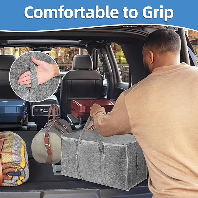 16 Pack-Extra Large Heavy Duty Moving Bags - Waterproof Storage Totes with Handles & Zippers, Foldable for College Dorm, Storage (Gray)