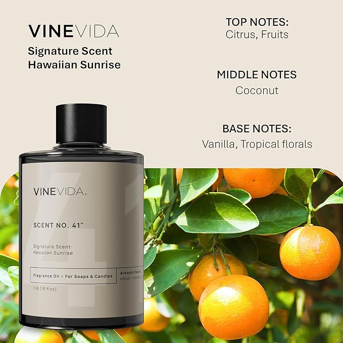 VINEVIDA Hawaiian Sunrise Fragrance Oil - 16oz, Natural, Made in USA - Scents for Candle & Soap Making
