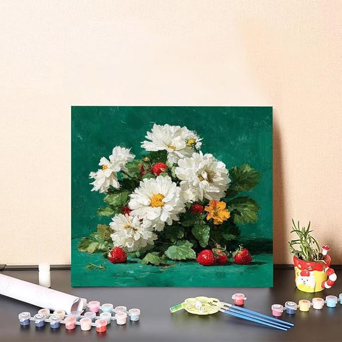 Paint by Numbers Kit for Adults Flower Paint by Numbers Fruit DIY Crafts for Adults Canvas Paintings Kits, Hobbies for Women Art With Accessories for Home Wall Decor 32x32inch Without Frame 1-64R0