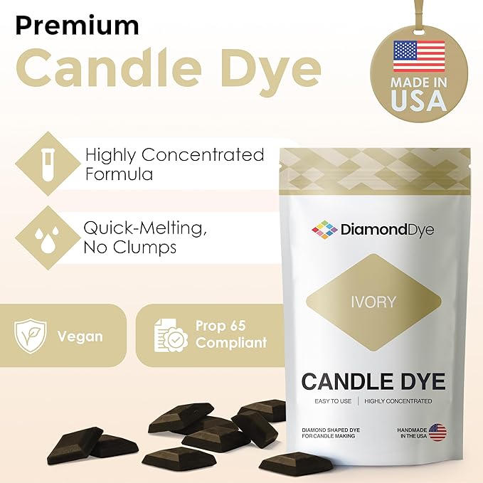 Ivory Candle Dye - Made in The USA - Premium Colorants - Highly Concentrated - Popular Colors for Paraffin or Soy Wax - Great for Professionals or Hobbyist - 25 Dye Chips