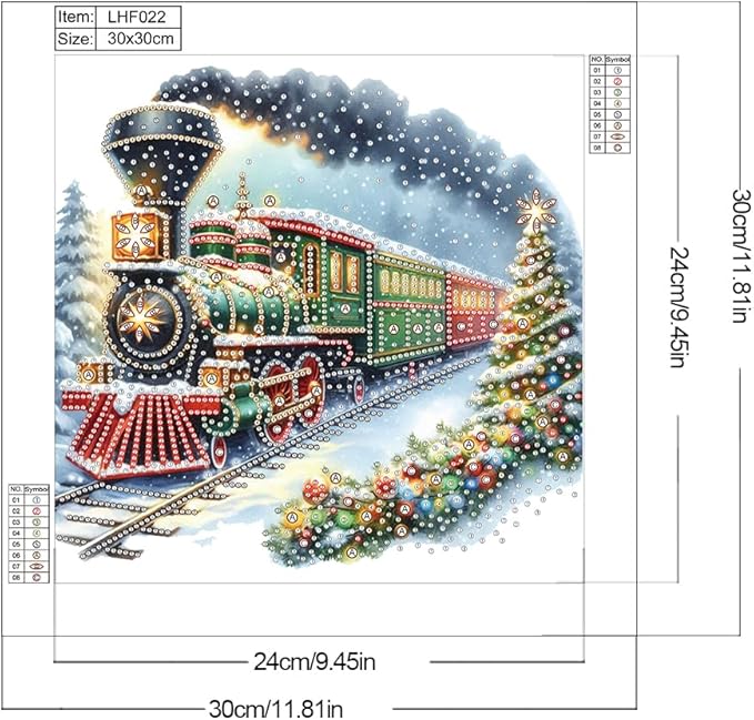 Christmas Train 5D Special Shape Diamond Art Kits for Beginners, Christmas Winter Theme Diamonds Painting Kits for Adults,DIY Crystal Rhinestones Diamond Paintings for Home Wall Decor 12×12Inch
