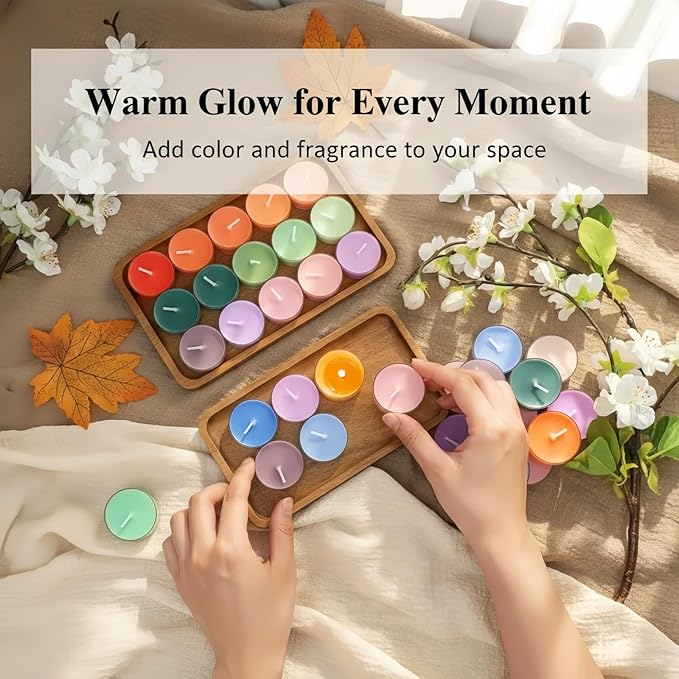 16 Colors Colored Scented Tealight Candles - Natural Soy Wax Candles with Essential Oils, Home Decor and Aromatherapy, Perfect for Home Use and Gifting (Color Series)