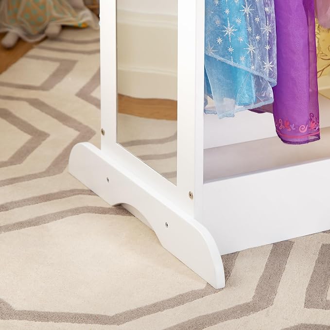 Guidecraft See and Store Dress-up Center – White: Pretend Play Costume Storage Wardrobe for Kids with Mirror & Shelves, Armoire with Bottom Tray, Toddlers Room Furniture