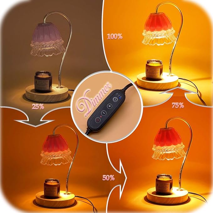Candle Warmer Lamp with Timer Dimmer, Wax Warmer Lamp for Jar Candles with 2 Bulbs, for Women Mom, Best Valentine's Day and House Warming Gift New Home Decor