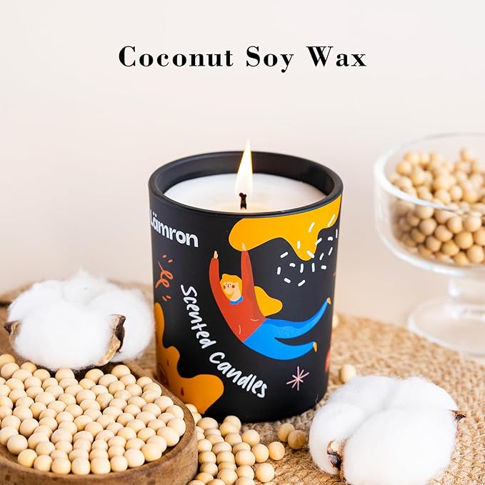 Lamron Tomato Leaf Scented Candle - Fresh Garden Vine Aroma for Kitchen, Odor Eliminator, 7.1oz Natural Coconut Soy Wax, Unique Cute Birthday Gifts for Her & Mom