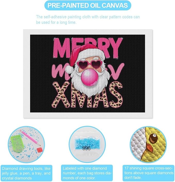 AIVKIEJK Diamond Painting Kits for Adults - Santa Christmas Painting DIY 5D Full Drill Diamond Dots Paintings with Diamonds Gem Art and Crafts Home Decor 8"x12"