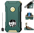 5-in-1 Torch Lighter with Cutter, Punch, Holder, and Draw Enhancer Tool, Adjustable Dual Jet Flames, Trendy Gift for Men, Refillable Butane Lighter, Rechargeable Lighters for Candle, Travel Outdoors