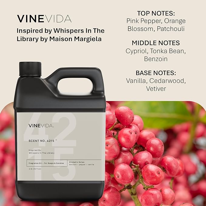 VINEVIDA [32 Oz] Scent NO. 4215 Inspired by Whispers in The Library | Premium Fragrance Oil for Candle Making & Soap Making | Candle Scents for Soy Wax | Scented Oils for Car Freshies & Bath Products