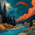 Diamond Art Kits for Adults Paragliding Diamond Painting Kit River, DIY Crafts for Adults 5D Full Square Drill Gem Art Embroidery Painting Kit for Wall Decor, Birthday Girl 15.8x15.8 Inch 0-C943