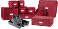 Covermates Keepsakes Dish Storage Set – Padded China & Dinnerware Storage Cases with Dividers, Cup & Stemware Storage, Quilted Polyester Protection, ID Window, Red