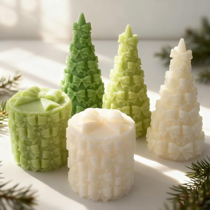 Candle Mold for Candle Making, 3D Column Silicone Mold for Resin Casting DIY Plaster Polymer Clay Home Decoration (Bow Knot)