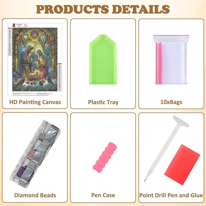 DOMROM Christmas Diamond Painting Kits, Jesus Born 5D Diamond Art Kits,Gem Art Painting with Diamonds Dots, Arts and Crafts for Beginners Adult Wall Decor 12 x 16inch