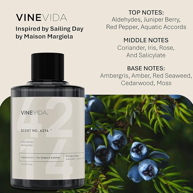 VINEVIDA [16 Oz] Scent NO. 4214 Inspired by Sailing Day | Premium Fragrance Oil for Candle Making & Soap Making | Candle Scents for Soy Wax | Scented Oils for Car Freshies & Bath Products