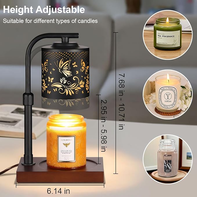 Candle Warmer Lamp with Adjustable Height Dimmable for New Home Decor Electric Candle Warmer for Jar Candles Birthday Gifts for Women Mom(05-Butterfly)