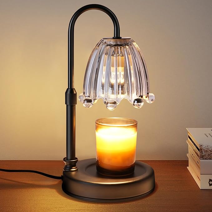Candle Warmer Lamp with Timer Dimmer, Adjustable Height Candle Wax Warmer Warming Lamp with 2x50W Bulbs for Scented Candles for Housewarming Bedroom Home Decor Mom Women
