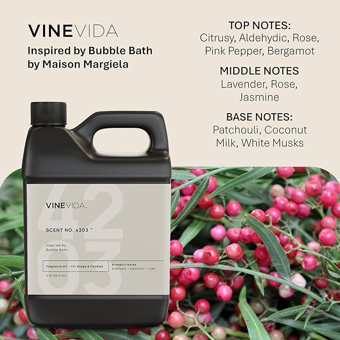 VINEVIDA [32 Oz] Scent NO. 4203 Inspired by Bubble Bath | Premium Fragrance Oil for Candle Making & Soap Making | Candle Scents for Soy Wax | Scented Oils for Car Freshies & Bath Products