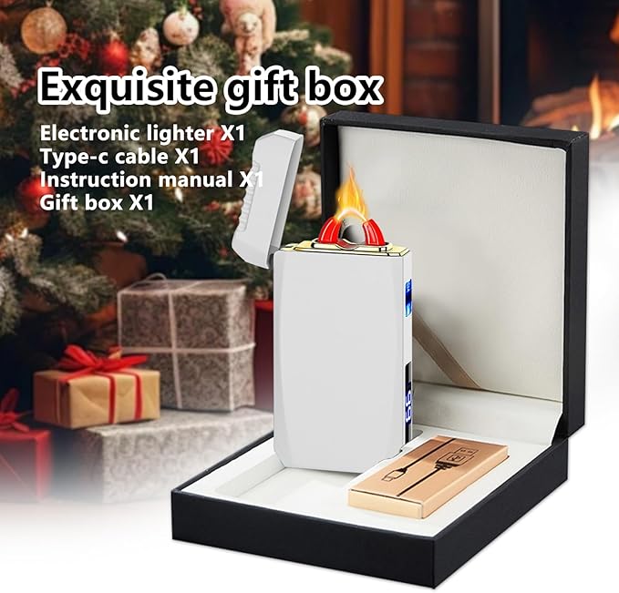 YOZWOO Rechargeable Electric Lighter USB C Electronic Lighters High Power Flame Arc Plasma Lighter Windproof Camping Lighters with Long Battery Life for Home and Outdoor (Luminous White)