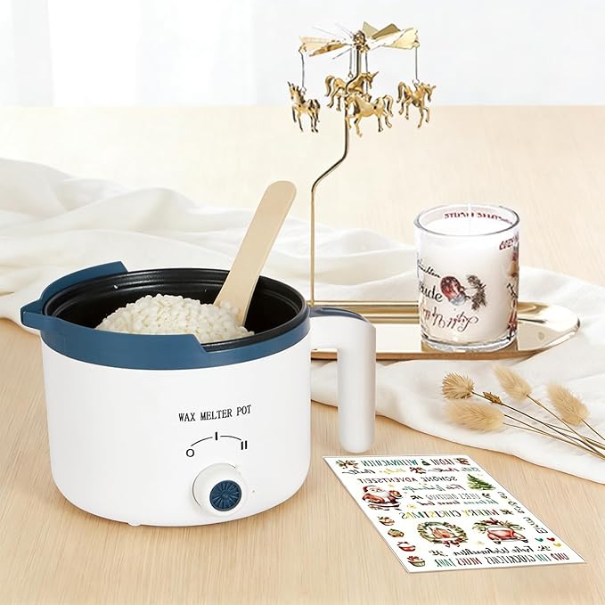Candle Making Kit with Spinning Holder and Candle Tattoos Stickers, DIY Scented Candle Maker Set for Adult Glass Jars with Electric Wax Melter Pot, Essential Oil