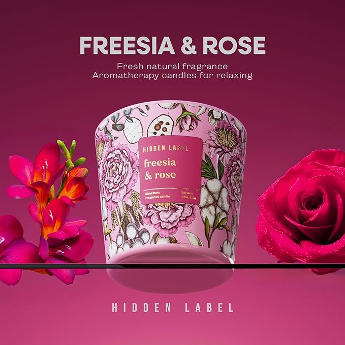 Scented Candle for Women, 30oz 3-Wick Natural Soy Wax, Up to 100 Hours Long-Lasting Clean Burn, Non Toxic Large Jar Aromatherapy Candle, Freesia Rose, Gifts for Women