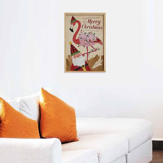 AIVKIEJK Diamond Painting Kits for Adults - Festive Flamingo Christmas Santa Hat Painting DIY 5D Full Drill Diamond Dots Paintings with Diamonds Gem Art and Crafts Home Decor 8"x12"