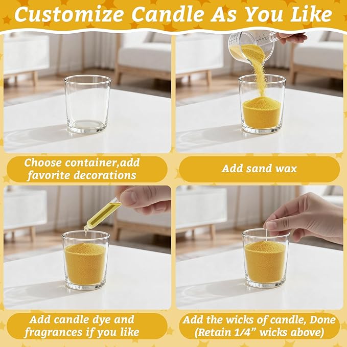 Sukh Gold Snow Pearled-Candles with Wicks - DIY Candle Sand,Sand Wax with Wicks,Wax,Refillable for Making,Weddings,Partie (Gold)