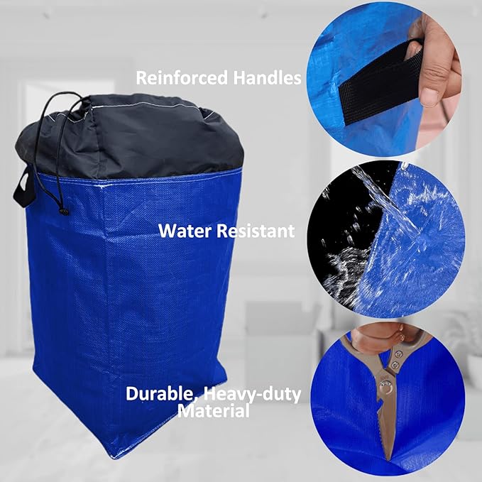 66 Gallon Extra Large Moving Bags with Handles, Heavy Duty Waterproof Storage Totes for College Dorm and Home, Packing Supplies for Moving Boxes, Set of 4
