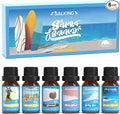 SALKING Surf & Sand Fragrance Oils, Premium Essential Oil for Diffuser, Scented Oil Gift Set for Soap Candle Making - Ocean Breeze, Salty Sea, Pink Sand, Coconut, Island Life, Pina Colada