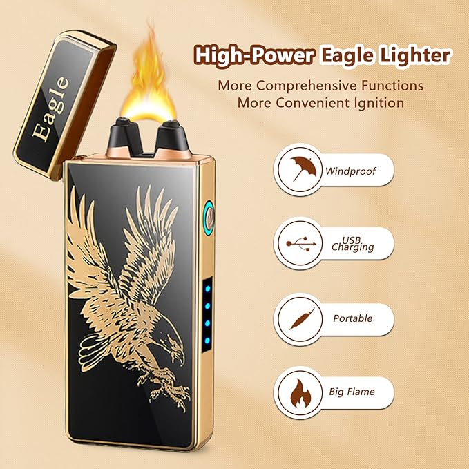Eagle Electric Lighter Plasma Lighters Arc Lighters USB Rechargeable Lighter LED Battery Indicator Candle Butane for Man