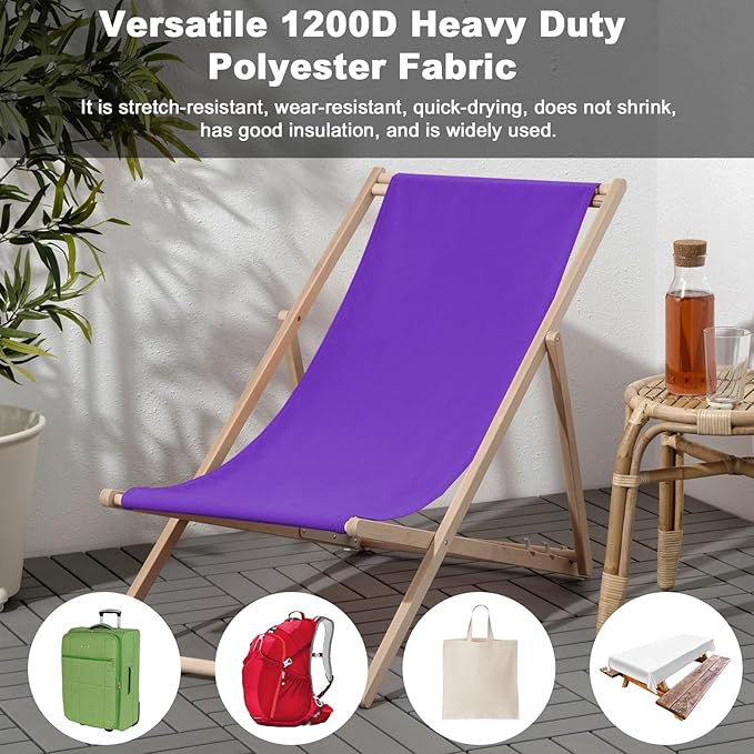 Thickened Waterproof Canvas Fabric by The Yard, 1200D 58" W Outdoor Upholstery Material Heavy Duty Fabric Water Resistant Sewing Material for Chair Patio Cushion Purse Bag, 15 Yard Purple