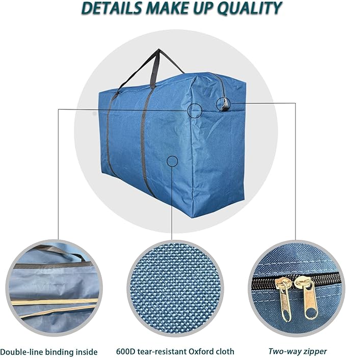 Extra Large Heavy Duty Storage Bags Moving Bags Tote Space Saver Travel Duffel Bag, Made of Tough 600D Oxford Cloth for Moving, Traveling, Camping, Holiday Decoration Storage