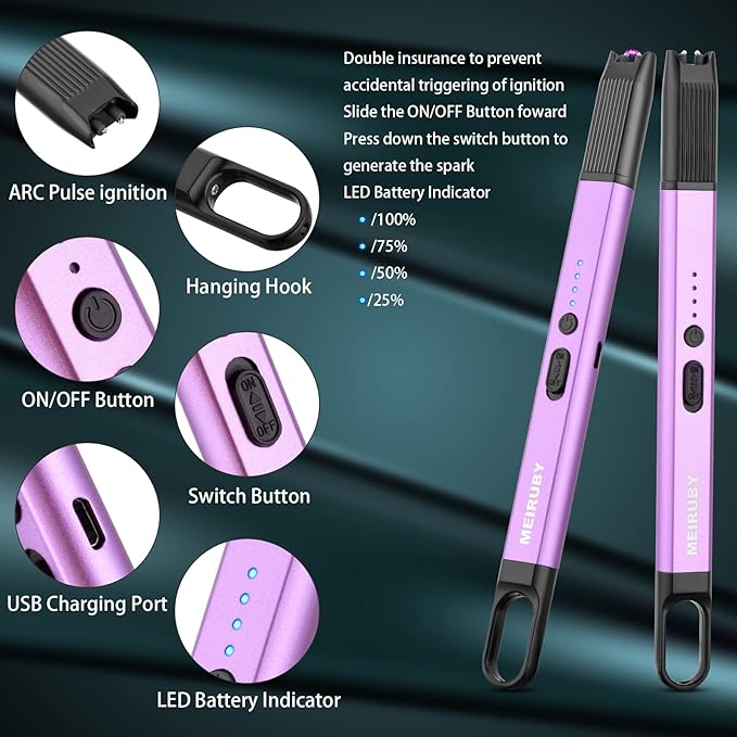 MEIRUBY Electric Candle Lighter - 2 Pack Gift Set Parents, aka Moms & Dads, and Candle Lovers for Christmas & Birthday