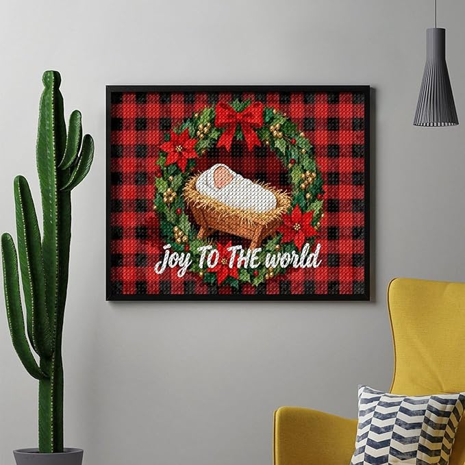 AIVKIEJK Diamond Painting Kits for Adults - Faith Christmas World Joy Painting DIY 5D Full Drill Diamond Dots Paintings with Diamonds Gem Art and Crafts Home Decor 16"x20"