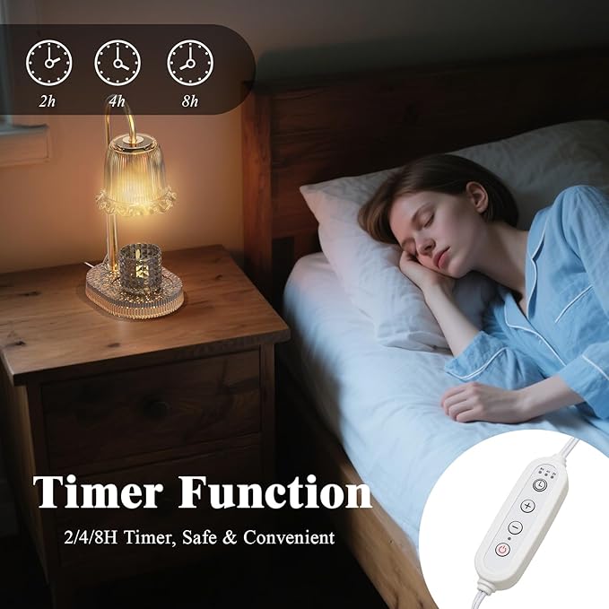 Candle Warmer Lamp with Adjustable Height - Flameless 4-Level Dimmable Wax Warmer, Timer Function & Stylish Design in Multiple Colors (Brown1)