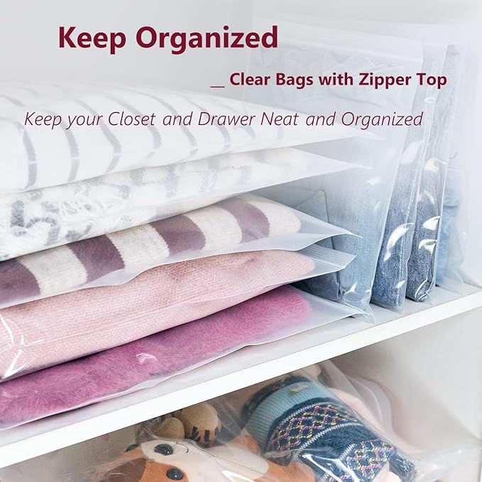 Large Plastic Bags With Zipper Top,3 Gallon,16" x 18",20 Pack,Extra Large Storage Packing for Clothes,Travel, Moving, Large Reusable bags,Heavy-Duty,BPA-Free, 2-mil Thick Clear Plastic
