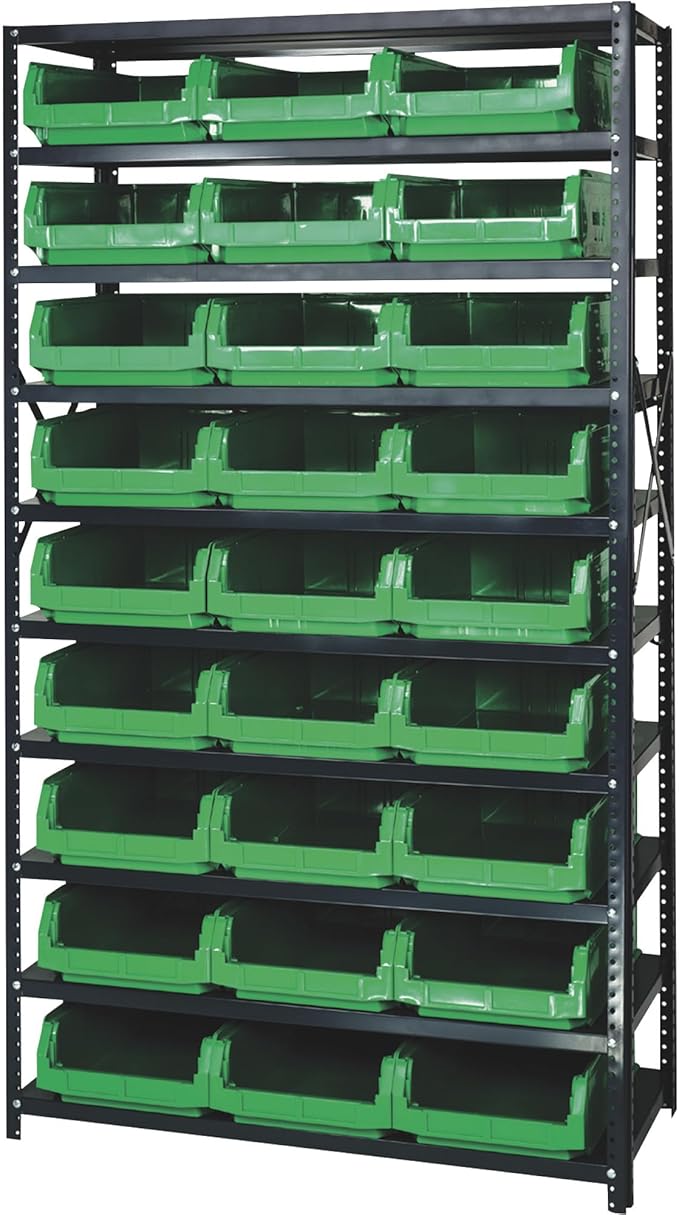 Quantum Storage Systems MSU-531YL Solid Heavy Duty 10 Shelves 27 MAGNUM Yellow Bins 75" H x 42" W x 18" D