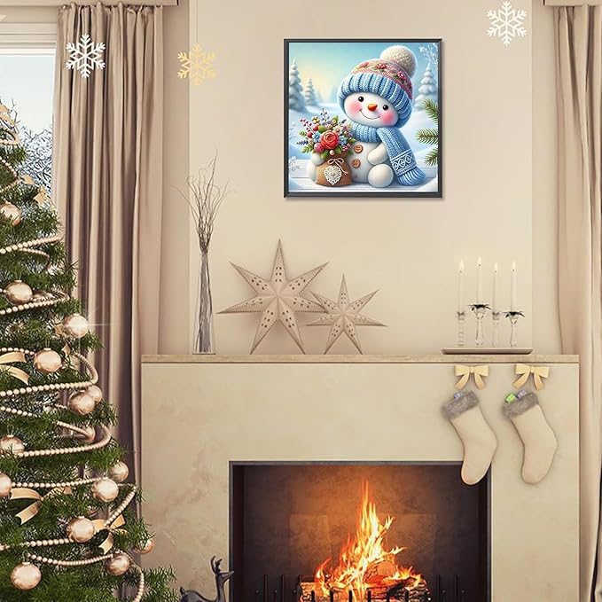 APTDYIGL 5D Christmas Diamond Painting Kits for Adults Beginner,DIY Christmas Snowman Diamond Art Kits for Adults,Round Full Drill Diamond Dots with Gem Art Kits,Home Wall Decor 13.7X13.7inch