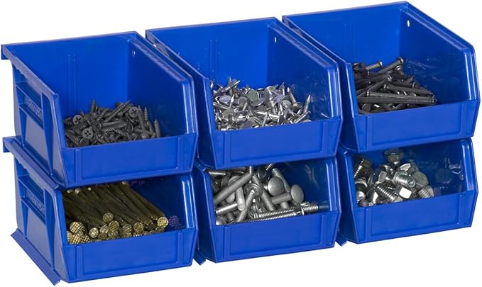 Akro-Mils 30210 AkroBins Plastic Storage Bins, Space-Saving Stackable Bins for Garage, Pantry, Craft Organization, 5" x 4" x 3", Red, (Pack of 24)