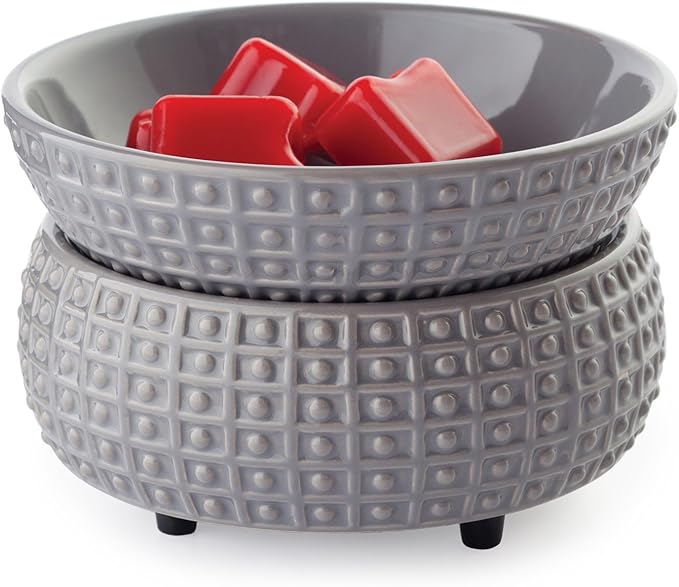 Candle Warmers Etc 2-In-1 Candle and Fragrance Warmer For Warming Scented Candles or Wax Melts and Tarts With To Freshen Room, Slate