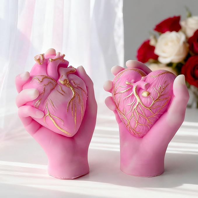 Hand Heart Cylinder Candle & Resin Mold - Resin Casting Silicone Molds for Home Decor & Candle Making Wave Spiral Mold