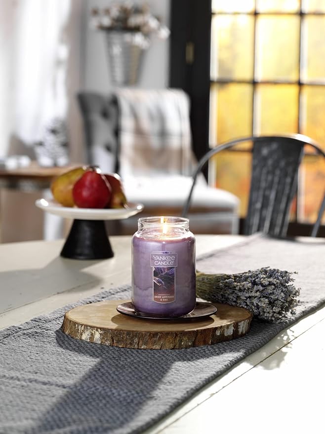 Yankee Candle Dried Lavender & Oak Scented, 22 Oz | Large Jar | Single Wick | 110+ Hours Burn Time | Pack of 2